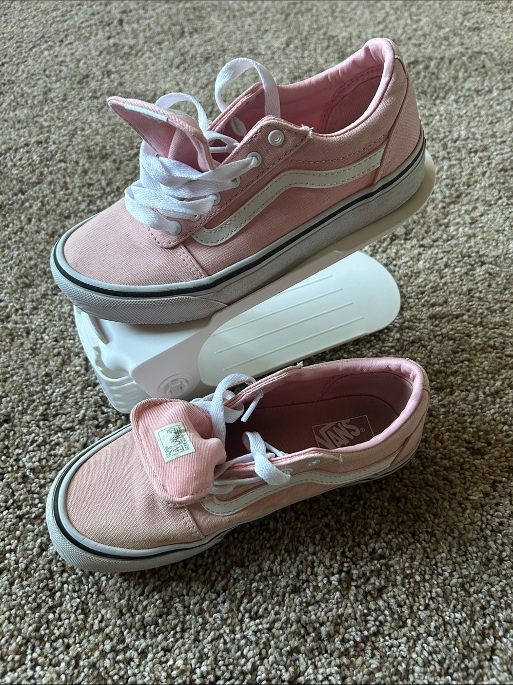 Vans Kids Pink Canvas Old Skool with White Stripe size 3.0